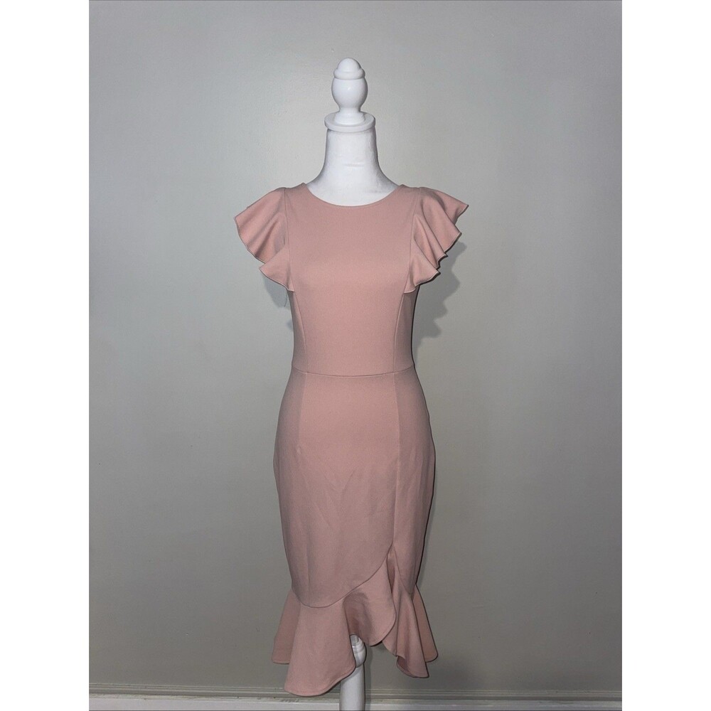 Miusol Blush Pink Ruffle Mermaid Dress Wedding Guest Cocktail Size S